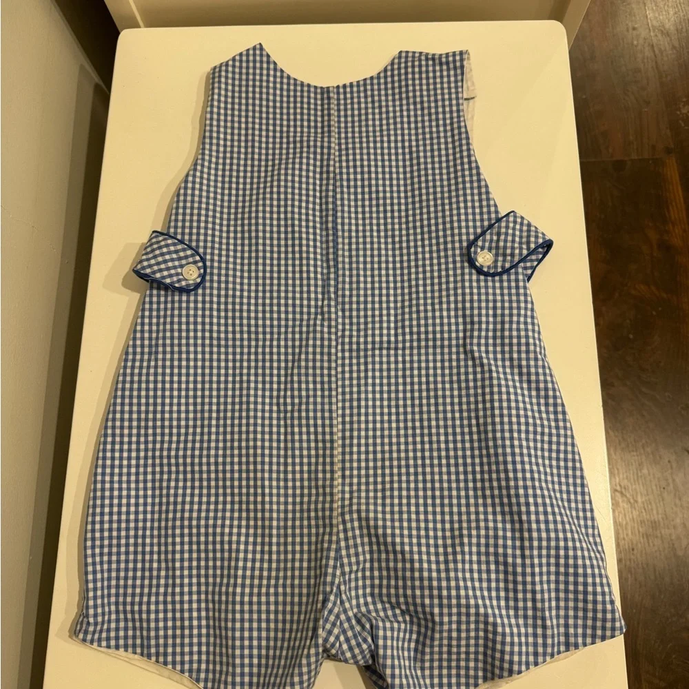 Masters Boys Blue Gingham Whale Appliqué One-Piece